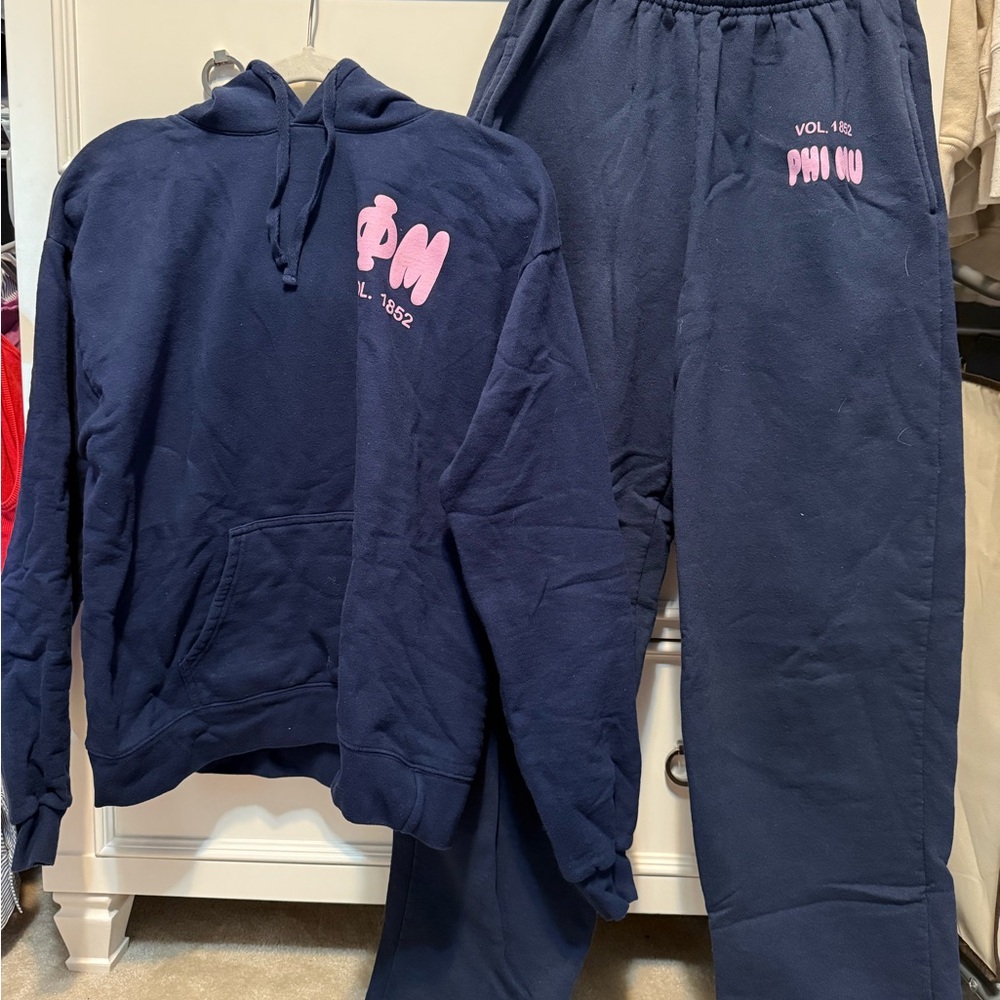 Navy Phi Mu Sweat Set